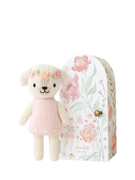 cuddle+kind Tiny Collection Charlotte Dog Hand Knitted Boxed Soft Toy, H15cm, Multi