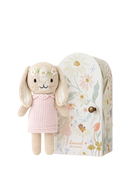 cuddle+kind Tiny Collection Hannah Bunny Hand Knitted Soft Toy, H15cm, Multi