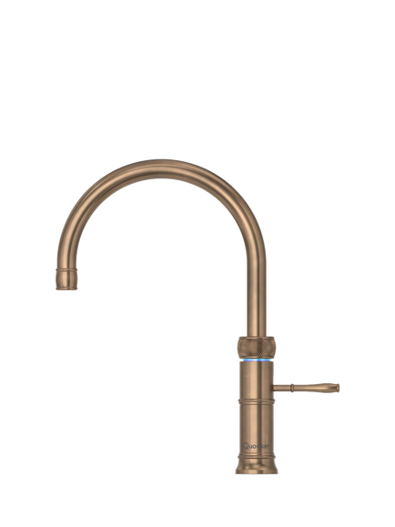 Quooker Classic Fusion Round Instant Boiling Hot Water Kitchen Tap, Patinated Brass