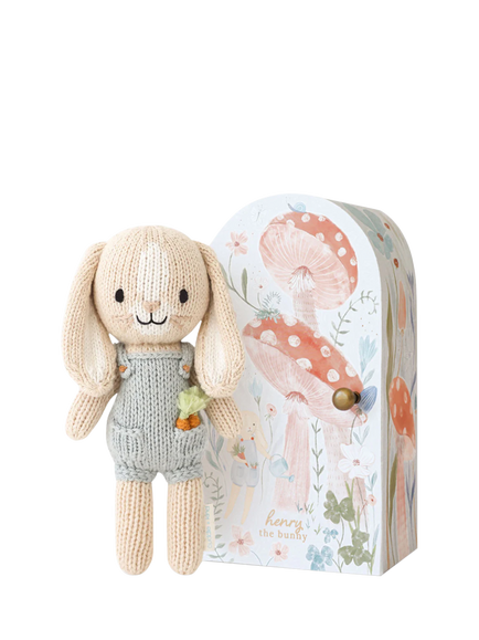 cuddle+kind Tiny Collection Henry Bunny Hand Knitted Boxed Soft Toy, H15cm, Multi