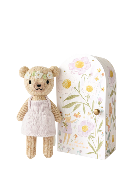 cuddle+kind Tiny Collection Olivia Bear Hand Knitted Boxed Soft Toy, H15cm, Multi