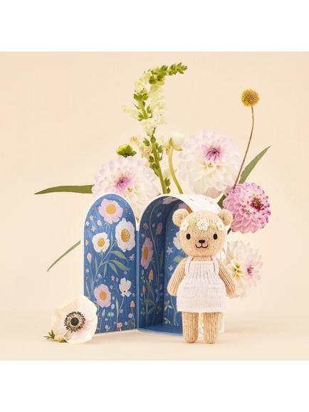 cuddle+kind Tiny Collection Olivia Bear Hand Knitted Boxed Soft Toy, H15cm - view 2, Multi
