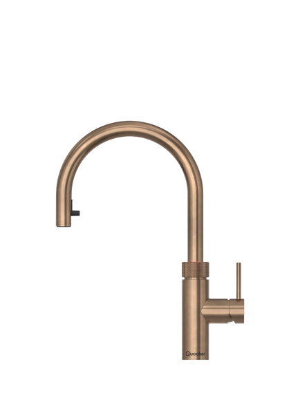 Quooker Flex Round Instant Boiling Hot Water Kitchen Tap, Patinated Brass