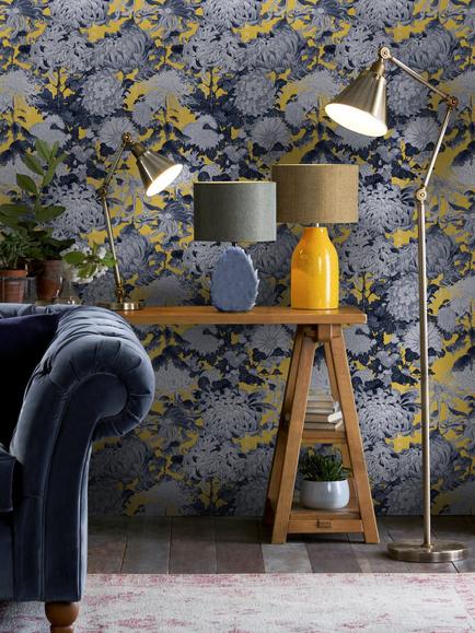 MINDTHEGAP Chrysanthemums Wallpaper, Yellow - view 2, Yellow
