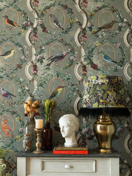 MINDTHEGAP Countesses Aviarium Wallpaper, Green - view 2, Green