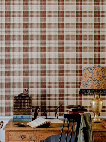MINDTHEGAP Countryside Plaid Wallpaper, Brown - view 2, Brown