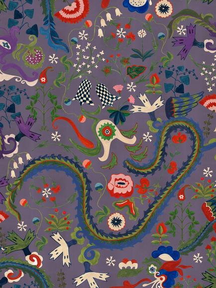 MINDTHEGAP Dragon Flower Wallpaper, Purple, Purple