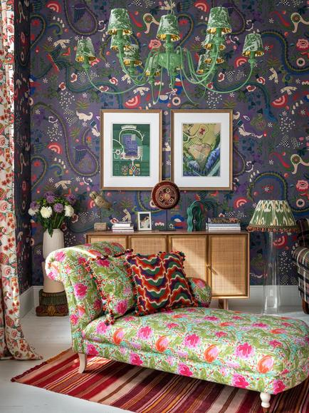 MINDTHEGAP Dragon Flower Wallpaper, Purple - view 2, Purple