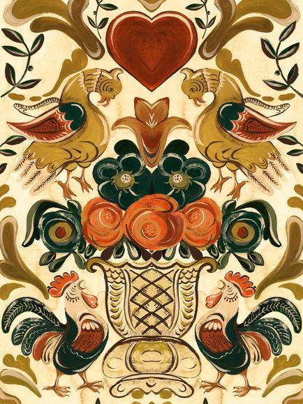 MINDTHEGAP Goldene Henne Wallpaper, Natural, Natural