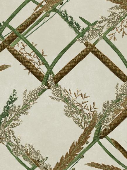 MINDTHEGAP Ornamental Reed Wallpaper, Green, Green
