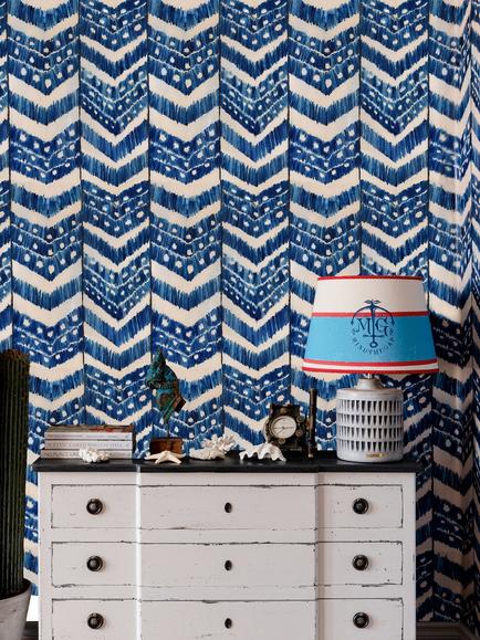 MINDTHEGAP Turkish Ikat Wallpaper, Blue - view 2, Blue