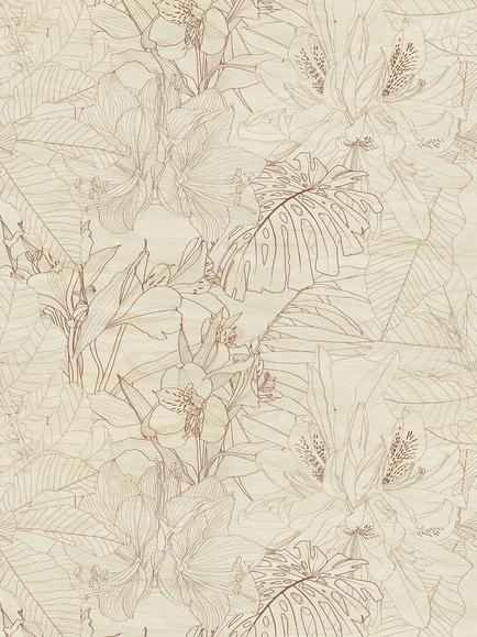 Galerie Delicate Botanic Sketch Wallpaper Mural, WH45252M, Wh45252m