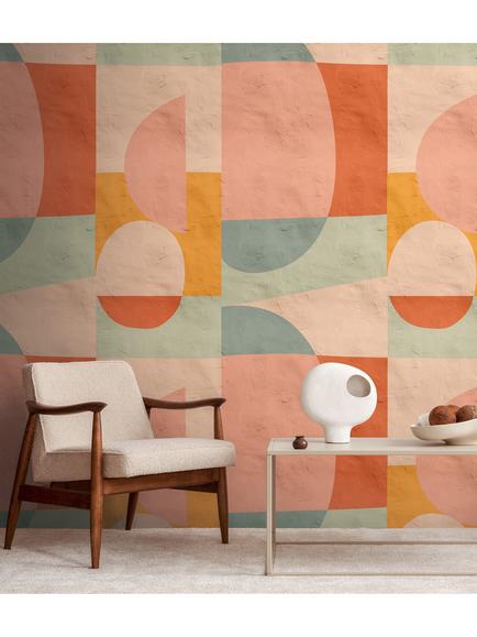 Galerie Pastel Abstract Shapes Wallpaper Mural, WH45225M - view 2, Wh45225m
