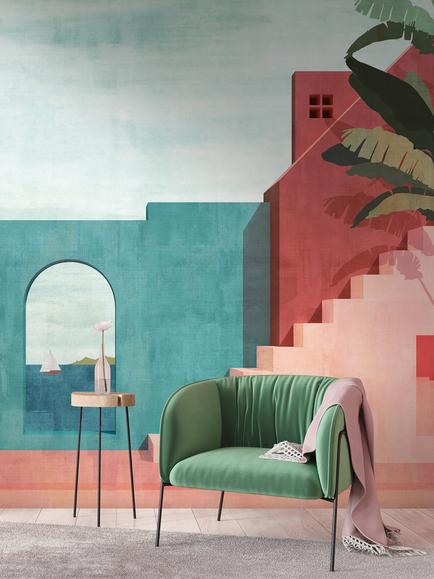 Galerie Sunset Coastal Steps Wallpaper Mural, WH45255M - view 2, Wh45255m