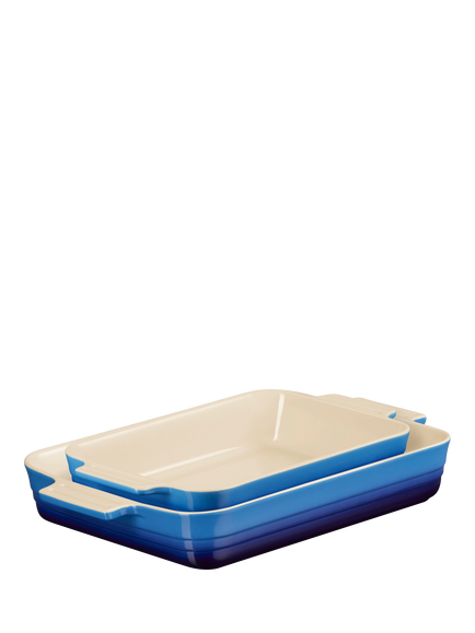 Le Creuset Stoneware Classic Rectangular Oven Dish, Set of 2, Azure, Azure