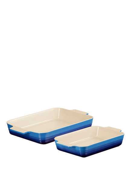 Le Creuset Stoneware Classic Rectangular Oven Dish, Set of 2, Azure - view 2, Azure