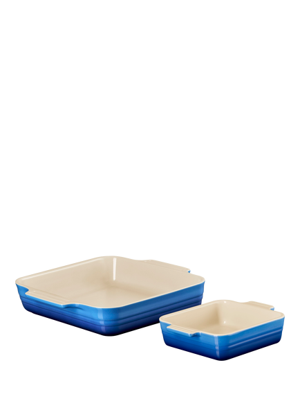 Le Creuset Stoneware Square Oven Dish, Set of 2, Azure, Azure