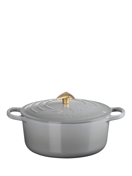 Le Creuset Star Trek Collection Enterprise Cast Iron Round Casserole, 26cm, Mist Grey, Mist Grey