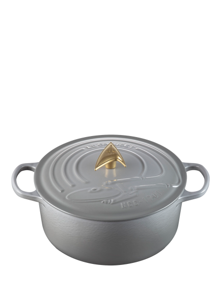 Le Creuset Star Trek Collection Enterprise Cast Iron Round Casserole, 26cm, Mist Grey - view 2, Mist Grey