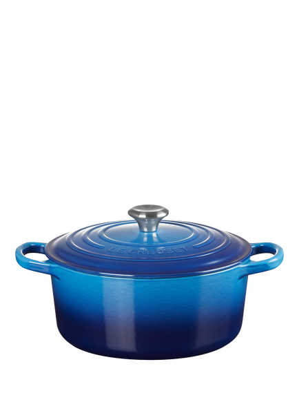 Le Creuset Cast Iron Signature Round Casserole, Azure, 22cm, Azure