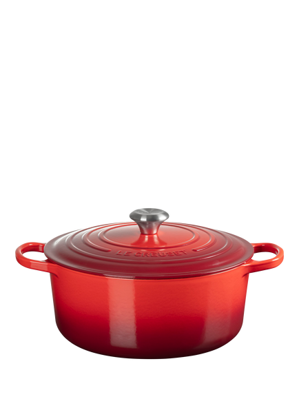 Le Creuset Cast Iron Signature Round Casserole, Cerise, 28cm, Cerise