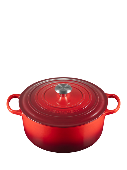 Le Creuset Cast Iron Signature Round Casserole, Cerise, 28cm - view 2, Cerise