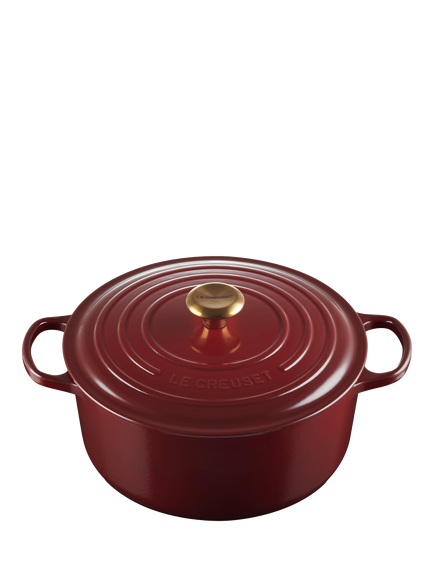 Le Creuset Cast Iron Signature Round Casserole, Garnet, 28cm - view 2, Garnet