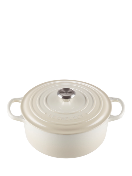 Le Creuset Cast Iron Signature Round Casserole, Meringue, 26cm - view 2, Meringue