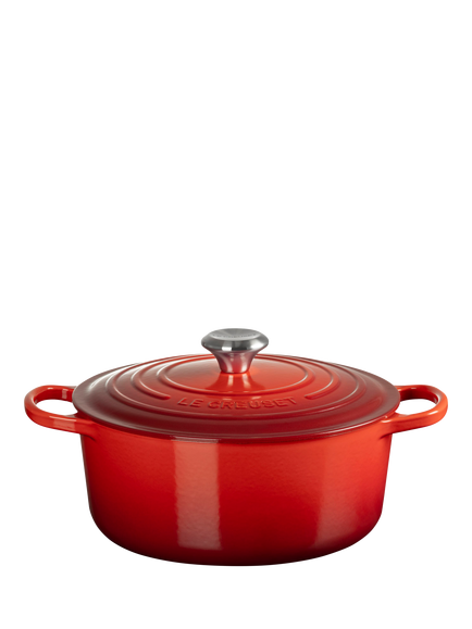 Le Creuset Cast Iron Signature Round Casserole, Cerise, 26cm, Cerise