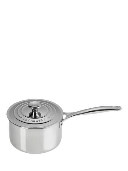 Le Creuset Signature 3-Ply Stainless Steel Saucepan & Lid, Set of 3 - view 2, Stainless Steel