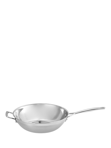 Le Creuset 3-Ply Stainless Steel Stir Fry Pan with Helper Handle, 30cm, Stainless Steel