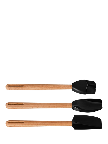Le Creuset Silicone Utensil Tools, Set of 3, Black, Black