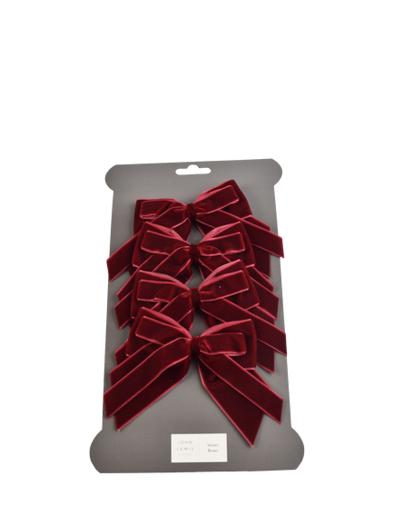 John Lewis Velvet Bows, Set of 4, Red