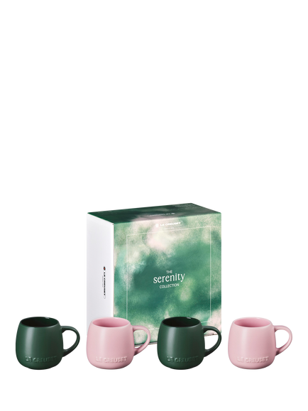 Le Creuset Serenity Collection Stoneware Coupe Mug, Set of 4, 320ml, Foret/Sugar Pink - view 2, Foret/Sugar Pink
