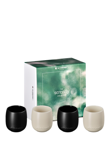 Le Creuset Serenity Collection Stoneware Tumbler, Set of 4, 380ml, Black/Brioche - view 2, Black/Brioche