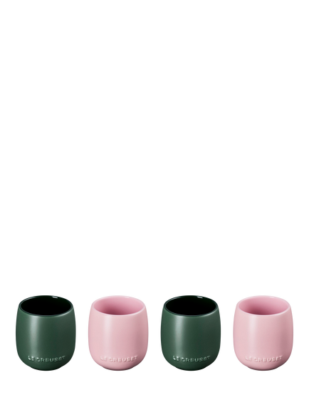 Le Creuset Serenity Collection Stoneware Tumbler, Set of 4, 380ml, Foret/Sugar Pink, Foret