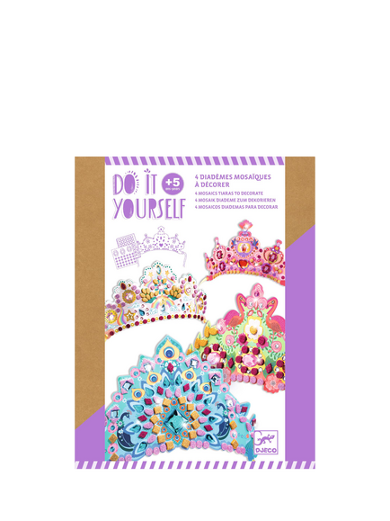 Djeco Do It Yourself Mosaic Tiaras, Pack of 4, Multi