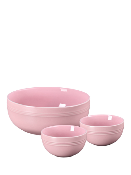 Le Creuset Serenity Collection Stoneware Bowl, Set of 3, Sugar Pink, Sugar Pink