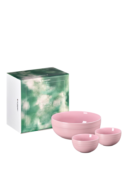 Le Creuset Serenity Collection Stoneware Bowl, Set of 3, Sugar Pink - view 2, Sugar Pink