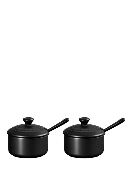 Le Creuset Serenity Collection Stoneware Condiment Pots, Set of 2, Satin Black, Satin Black