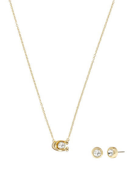 Coach Signature C Jewellery Set, Crystal/Gold, Crystal/Gold