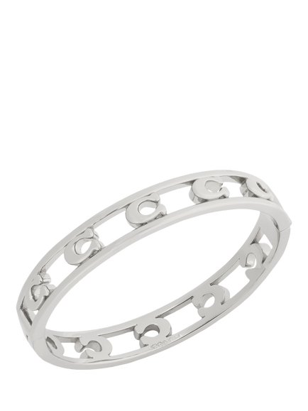Coach Signature C Bangle Bracelet, Rhodium - view 2, Rhodium