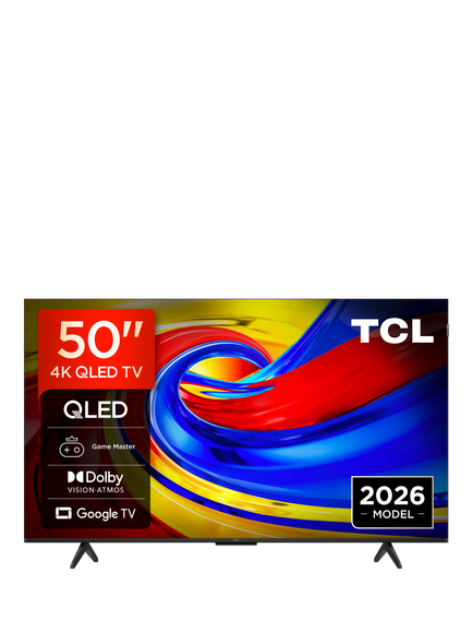TCL 50P7L-UK (2026) QLED HDR 4K Ultra HD Smart TV, 50 inch with Dolby Atmos, Black, Black
