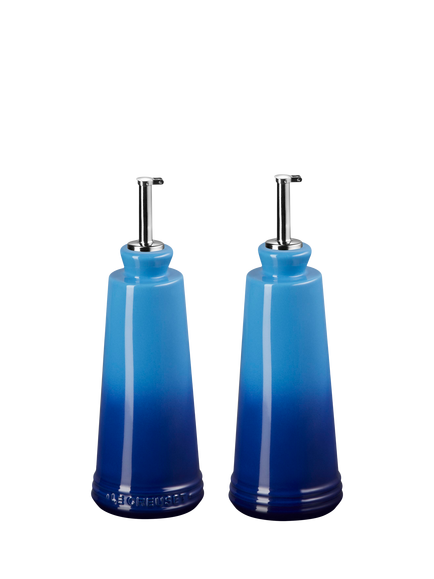 Le Creuset Stoneware Oil & Vinegar Bottles, Set of 2, 330ml, Azure, Azure