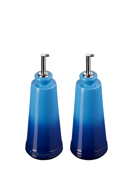 Le Creuset Stoneware Oil & Vinegar Bottles, Set of 2, 330ml, Azure - view 2, Azure