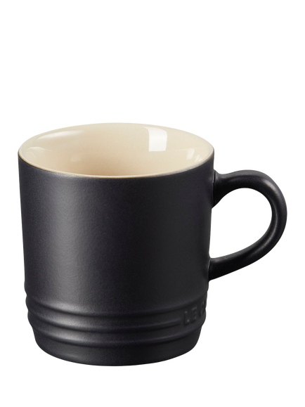 Le Creuset Stoneware Cappuccino Mug, 200ml, Satin Black, Satin Black
