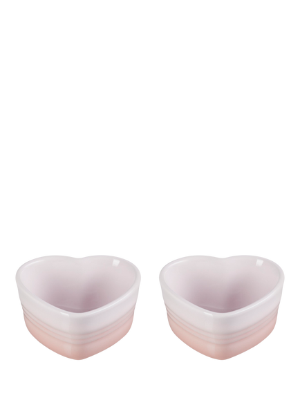 Le Creuset Stoneware Heart Ramekins, Set of 2, Shell Pink, Shell Pink