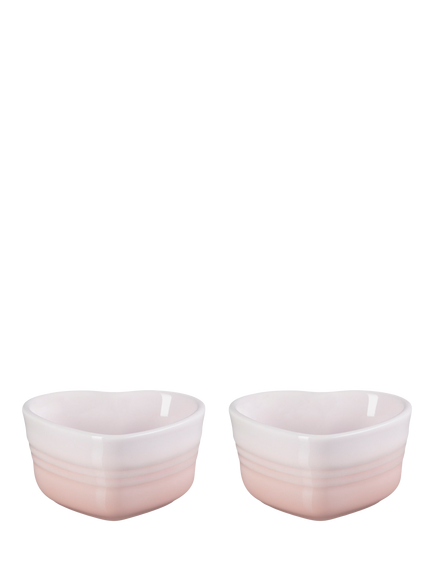 Le Creuset Stoneware Heart Ramekins, Set of 2, Shell Pink - view 2, Shell Pink