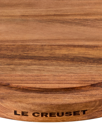 Le Creuset Acacia Wood Round Chopping Board, 30cm - view 2, Natural