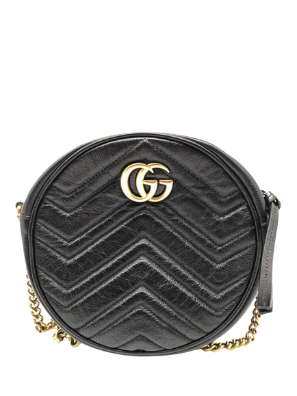 Pre-loved GUCCI GG Marmont Round Quilted Leather Bag, Black, Black